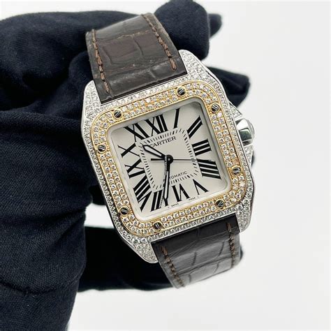 cartier square watch men|cartier santos 100 diamond bezel.